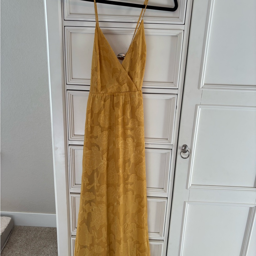Lulu's Mustard Floral Maxi Dress